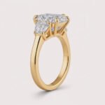 Cushion Cut 4ct Center + Trapezoid Side Lab Grown Diamond Engagement Ring in 10K/14K/18K Gold – IGI Certified