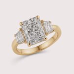 Cushion Cut 4ct Center + Trapezoid Side Lab Grown Diamond Engagement Ring in 10K/14K/18K Gold – IGI Certified