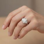 Cushion Cut 4ct Center + Trapezoid Side Lab Grown Diamond Engagement Ring in 10K/14K/18K Gold – IGI Certified