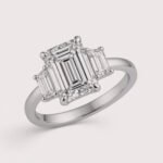 Emerald Cut 4.01ct Lab Grown Diamond Ring with Trapezoid Side Stones – 10K/14K/18K Gold – IGI Certified