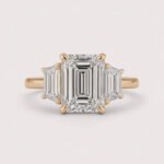 Emerald Cut 4.01ct Lab Grown Diamond Ring with Trapezoid Side Stones – 10K/14K/18K Gold – IGI Certified
