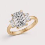 Emerald Cut 4.01ct Lab Grown Diamond Ring with Trapezoid Side Stones – 10K/14K/18K Gold – IGI Certified