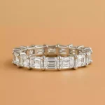 East West 4–7ctw Emerald Cut IGI Certified Lab Diamond Eternity Band in 10K Gold – Horizontal Set Luxury Ring
