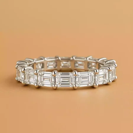 East West 4–7ctw Emerald Cut IGI Certified Lab Diamond Eternity Band in 10K Gold – Horizontal Set Luxury Ring