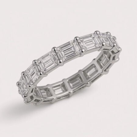 East West 4–7ctw Emerald Cut IGI Certified Lab Diamond Eternity Band in 10K Gold – Horizontal Set Luxury Ring