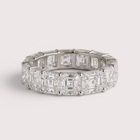 5.25–7.50 CTW Asscher Cut IGI Certified Lab Diamond Eternity Band in 10K Gold – Bold Statement Ring