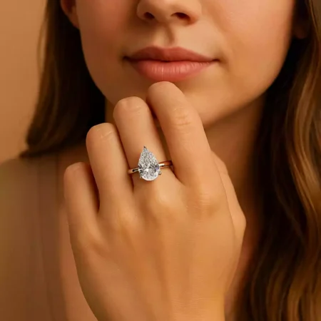 3.02ct Pear Cut Lab Grown Diamond Solitaire Engagement Ring in 10K/14K/18K Gold – IGI Certified