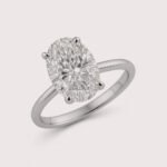 3.20ct EF VS1 IGI Certified CVD Oval Cut Lab Diamond Engagement Ring in 14K Gold – Hidden Halo Solitaire Setting