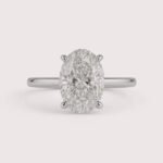 3.20ct EF VS1 IGI Certified CVD Oval Cut Lab Diamond Engagement Ring in 14K Gold – Hidden Halo Solitaire Setting