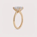 3.20ct EF VS1 IGI Certified CVD Oval Cut Lab Diamond Engagement Ring in 14K Gold – Hidden Halo Solitaire Setting