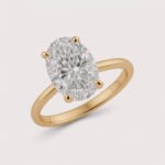 3.20ct EF VS1 IGI Certified CVD Oval Cut Lab Diamond Engagement Ring in 14K Gold – Hidden Halo Solitaire Setting