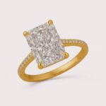 5.03ct EF VS1 IGI Certified Radiant Cut Lab Diamond Engagement Ring with 0.18ctw Accent Stones in 14K Gold – Pavé Band Setting