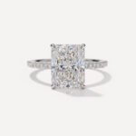 5.03ct EF VS1 IGI Certified Radiant Cut Lab Diamond Engagement Ring with 0.18ctw Accent Stones in 14K Gold – Pavé Band Setting