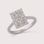 5.03ct EF VS1 IGI Certified Radiant Cut Lab Diamond Engagement Ring with 0.18ctw Accent Stones in 14K Gold – Pavé Band Setting