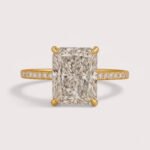 5.03ct EF VS1 IGI Certified Radiant Cut Lab Diamond Engagement Ring with 0.18ctw Accent Stones in 14K Gold – Pavé Band Setting