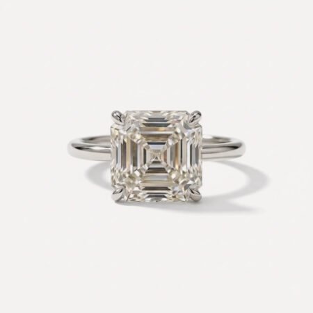 4.01ct Asscher Cut Lab Grown Diamond Solitaire Engagement Ring 14K White Gold IGI Certified
