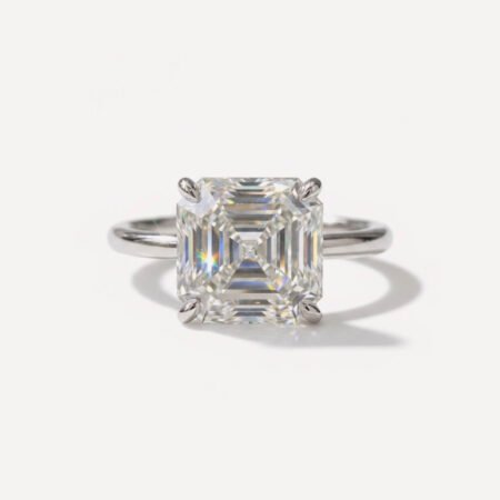 4.01ct Asscher Cut Lab Grown Diamond Solitaire Engagement Ring 14K White Gold IGI Certified