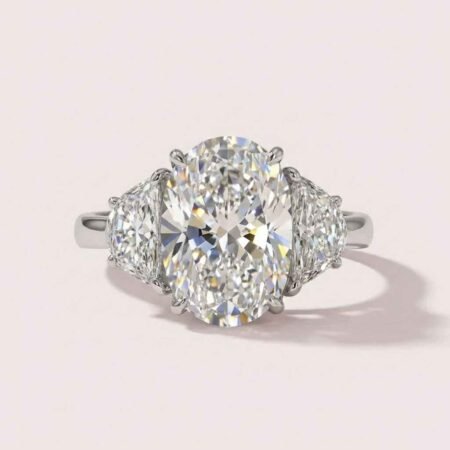 5.41 CTW Oval & Trapezoid Lab Diamond Engagement Ring 14K Gold EF/VS1 IGI