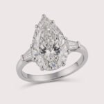 4.98ct EF VS1 IGI Certified Pear Cut Lab Diamond Engagement Ring in 14K Gold – Three Stone with Tapered Baguettes