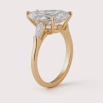 4.98ct EF VS1 IGI Certified Pear Cut Lab Diamond Engagement Ring in 14K Gold – Three Stone with Tapered Baguettes