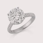 Round Cut 5.05ct EF VS1 IGI Certified Lab Diamond Engagement Ring with 0.82ctw Side Stones & Hidden Halo in 14K Gold – Pave Band Setting
