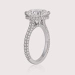 Round Cut 5.05ct EF VS1 IGI Certified Lab Diamond Engagement Ring with 0.82ctw Side Stones & Hidden Halo in 14K Gold – Pave Band Setting