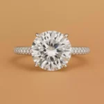 Round Cut 5.05ct EF VS1 IGI Certified Lab Diamond Engagement Ring with 0.82ctw Side Stones & Hidden Halo in 14K Gold – Pave Band Setting