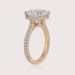 Round Cut 5.05ct EF VS1 IGI Certified Lab Diamond Engagement Ring with 0.82ctw Side Stones & Hidden Halo in 14K Gold – Pave Band Setting