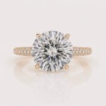 Round Cut 5.05ct EF VS1 IGI Certified Lab Diamond Engagement Ring with 0.82ctw Side Stones & Hidden Halo in 14K Gold – Pave Band Setting