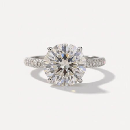 5.05ct Round Cut Lab Grown Diamond 0.82ctw Side diamonds & Hidden Halo Engagement Ring 14K White Gold IGI Certified