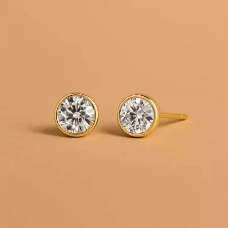Round Cut 2.10 TCW IGI Certified Lab Diamond Bezel Set Stud Earrings
