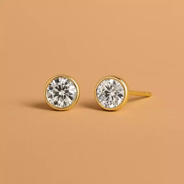 Round Cut 2.10 TCW IGI Certified Lab Diamond Bezel Set Stud Earrings