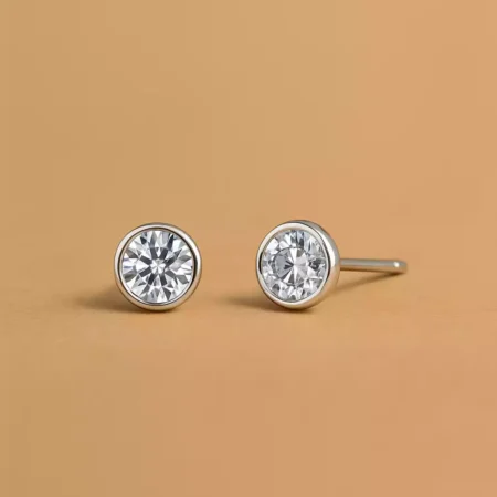 Round Cut 2.10 TCW IGI Certified Lab Diamond Bezel Set Stud Earrings