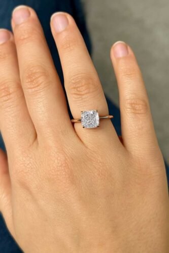 Certified (IGI) Solitaire Engagement Ring with A 2.11 Carat TW Cushion cut CVD Diamond in 14kt Rose Gold RE619 photo review