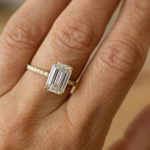 Click to view full screen 2 Carat Emerald Cut F Color VS1 IGI Certified Lab Diamond Engagement Ring in 14K Gold – Vintage Art Deco Style photo review