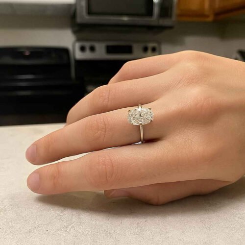 3.20ct EF VS1 IGI Certified CVD Oval Cut Lab Diamond Engagement Ring in 14K Gold – Hidden Halo Solitaire Setting photo review
