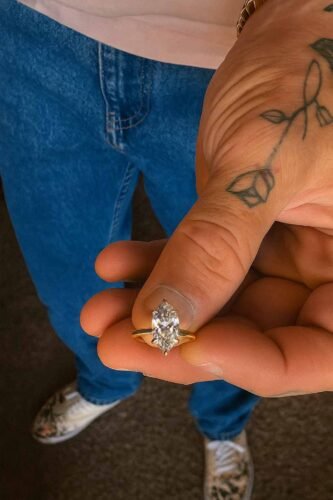 Click to view full screen Marquise Cut 5ct E-F VS1 IGI Certified Lab Diamond Solitaire Ring in 18K Gold – Elegant Tapered Design photo review
