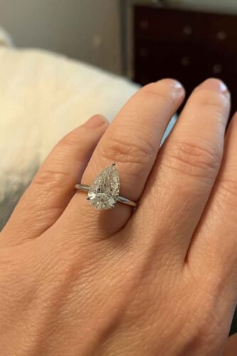 Click to view full screen 3.02ct Pear Cut Lab Grown Diamond Solitaire Engagement Ring in 10K/14K/18K Gold – IGI Certified photo review