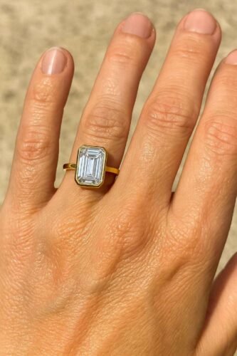 5.28ct Emerald Cut Bezel Set Lab Grown Diamond Engagement Ring in 10K/14K/18K Gold – IGI Certified photo review