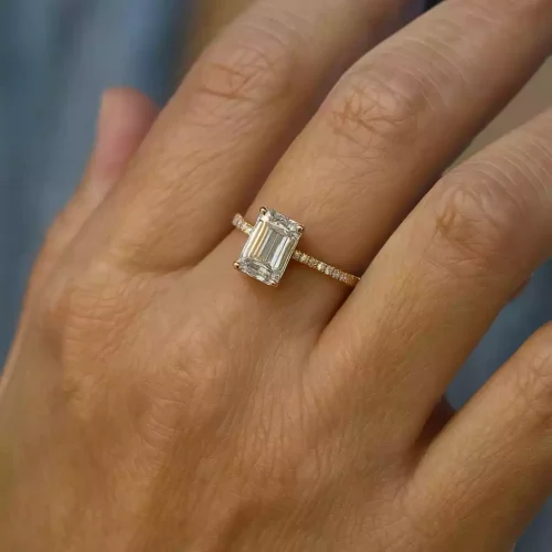 Click to view full screen 2 Carat Emerald Cut F Color VS1 IGI Certified Lab Diamond Engagement Ring in 14K Gold – Vintage Art Deco Style photo review
