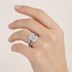 Beyoncé Inspired 3ct Emerald Cut Lab Diamond Engagement Ring with Split Shank – IGI Certified Gold Ring