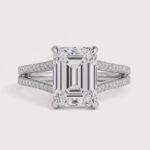Beyoncé Inspired 3ct Emerald Cut Lab Diamond Engagement Ring with Split Shank – IGI Certified Gold Ring