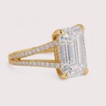 Beyoncé Inspired 3ct Emerald Cut Lab Diamond Engagement Ring with Split Shank – IGI Certified Gold Ring