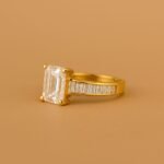 5.00 Ct Emerald Cut CVD Diamond Engagement Ring with Baguette Band in 14K Gold – IGI Certified