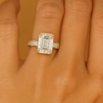 5.00 Ct Emerald Cut CVD Diamond Engagement Ring with Baguette Band in 14K Gold – IGI Certified