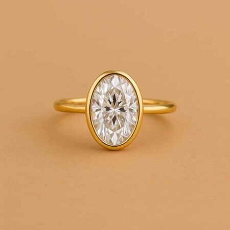 3 Carat Oval Cut IGI Certified Lab-Grown Diamond Engagement Ring in 10K/14K/18K Gold – Bezel Set CVD Diamond