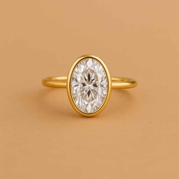 3 Carat Oval Cut IGI Certified Lab-Grown Diamond Engagement Ring in 10K/14K/18K Gold – Bezel Set CVD Diamond