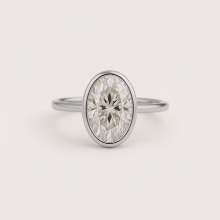 3 Carat Oval Cut IGI Certified Lab-Grown Diamond Engagement Ring in 10K/14K/18K Gold – Bezel Set CVD Diamond