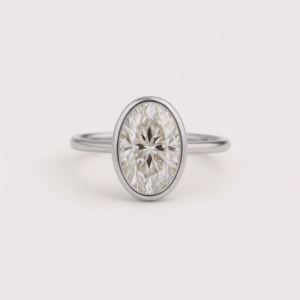 3 Carat Oval Cut IGI Certified Lab-Grown Diamond Engagement Ring in 10K/14K/18K Gold – Bezel Set CVD Diamond