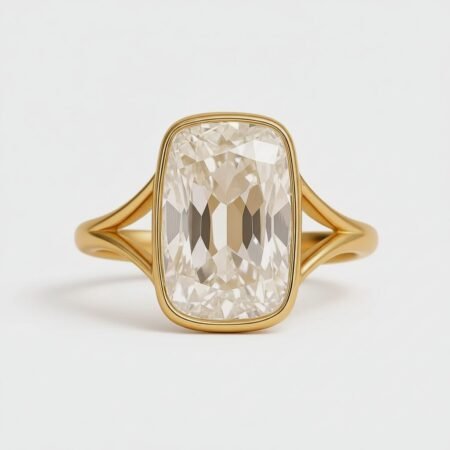 8 Carat Old Mine Cut Bezel Set Lab Diamond Engagement Ring in 10K/14K/18K Gold – IGI Certified CVD Diamond